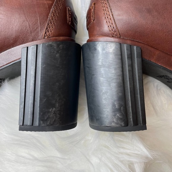 SOREL Margot Chelsea Boots Block-Heel Brown Leather Chunky 5.5 - Picture 5 of 11